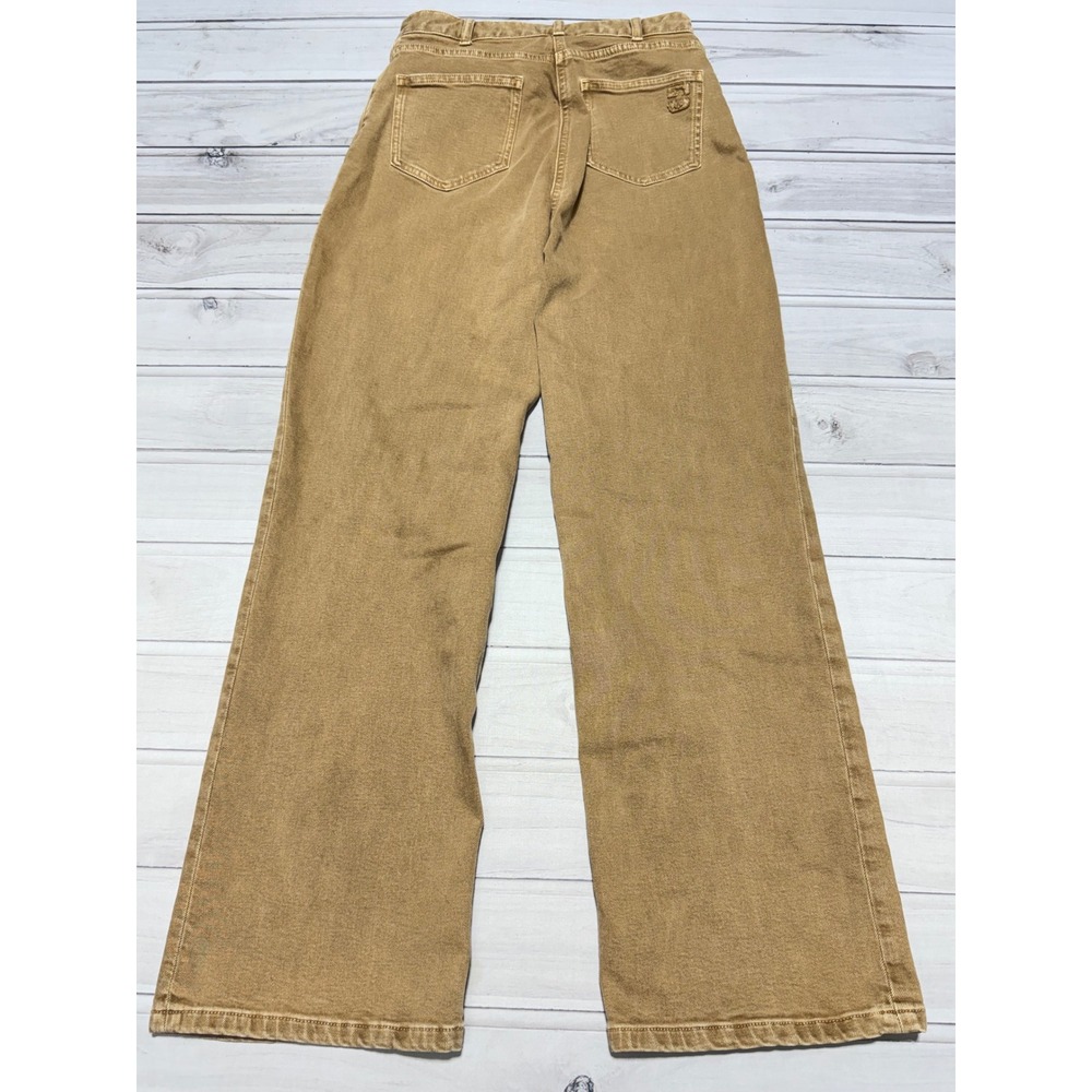 Gerard Darel Wide Leg Jeans Womens 27 Tan Camel High Rise Stretch Denim D21